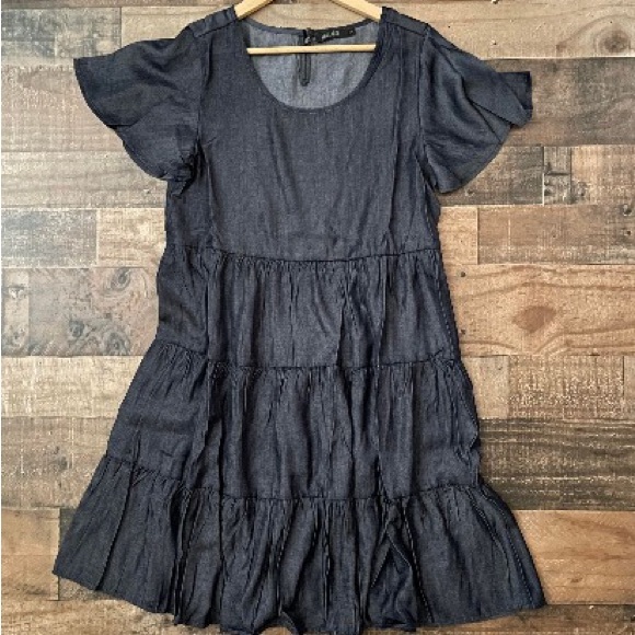 Mikarose Knee-Length Dress | NWT | Soft Denim Look | Sizes M-XL-2X - Picture 1 of 3